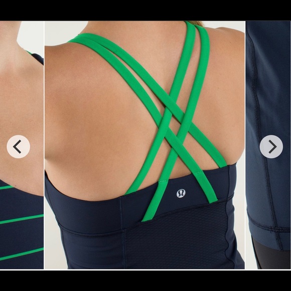 lululemon athletica Tops - LULULEMON Run Energy Tank- Green and Navy Striped